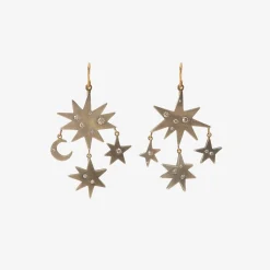 silver & heavily scattered diamond sun and moon earrings , 4ct