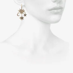 silver & heavily scattered diamond sun and moon earrings , 4ct