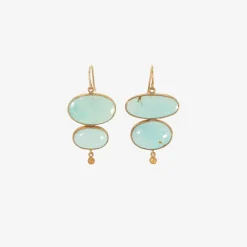 silver & 22k double drop persian turquoise earrings with 24k drops