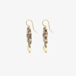 silver & 18k leftover shape earrings with opals & persian turquoise drops