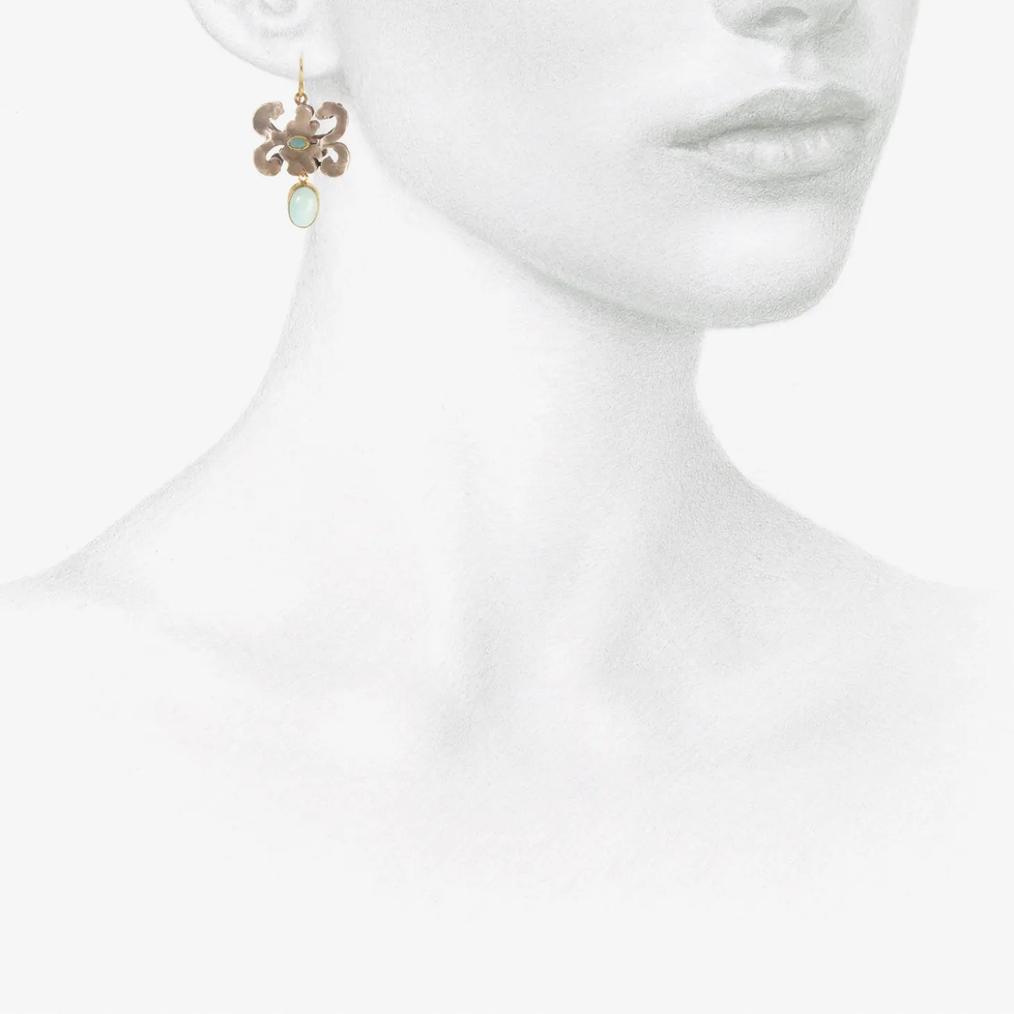 silver & 18k leftover shape earrings with opals & persian turquoise drops