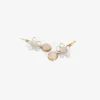 silver & 18k small flowery cherry blossom earrings with rose quartz