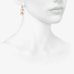 silver & 18k small flowery cherry blossom earrings with rose quartz