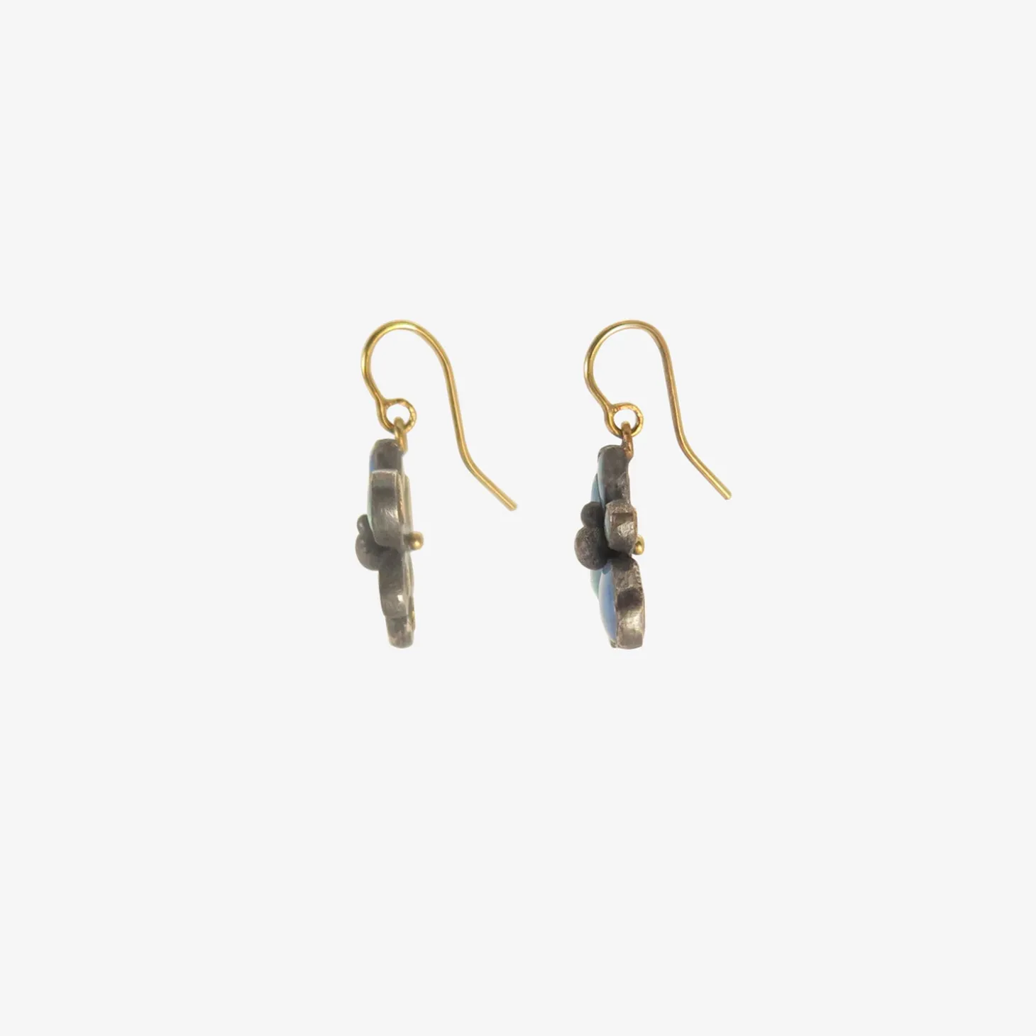 silver & opal wildflower earrings with 18k details
