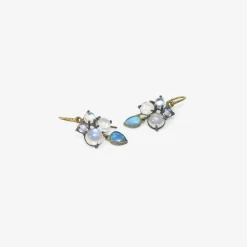 silver & quadruple moonstone earrings with opal drops