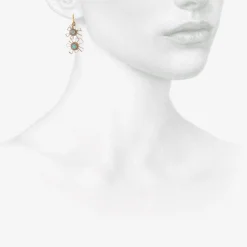 sterling silver & ethiopian opal double starry flowery earrings