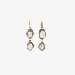 sterling silver & herkimer diamond double drop earrings