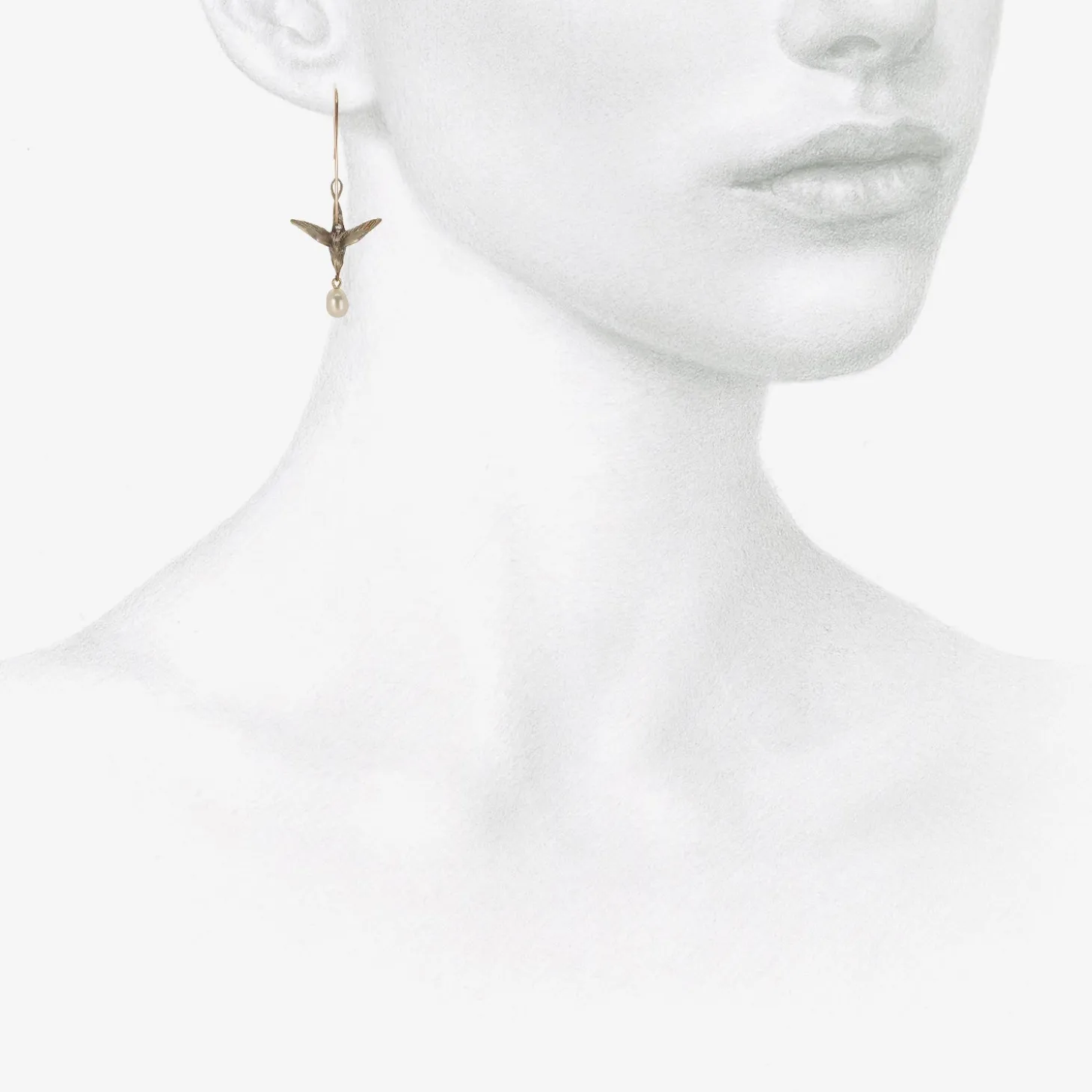 sterling silver & white pearl flying bird earrings
