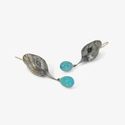 sterling silver bird head earrings with turquoise eggs