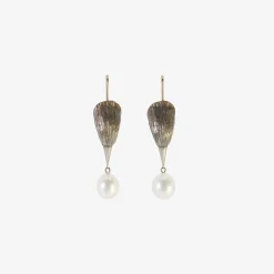 sterling silver bird head earrings with white pearl eggs