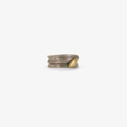 sterling silver blade of grass ring with 18k beetle