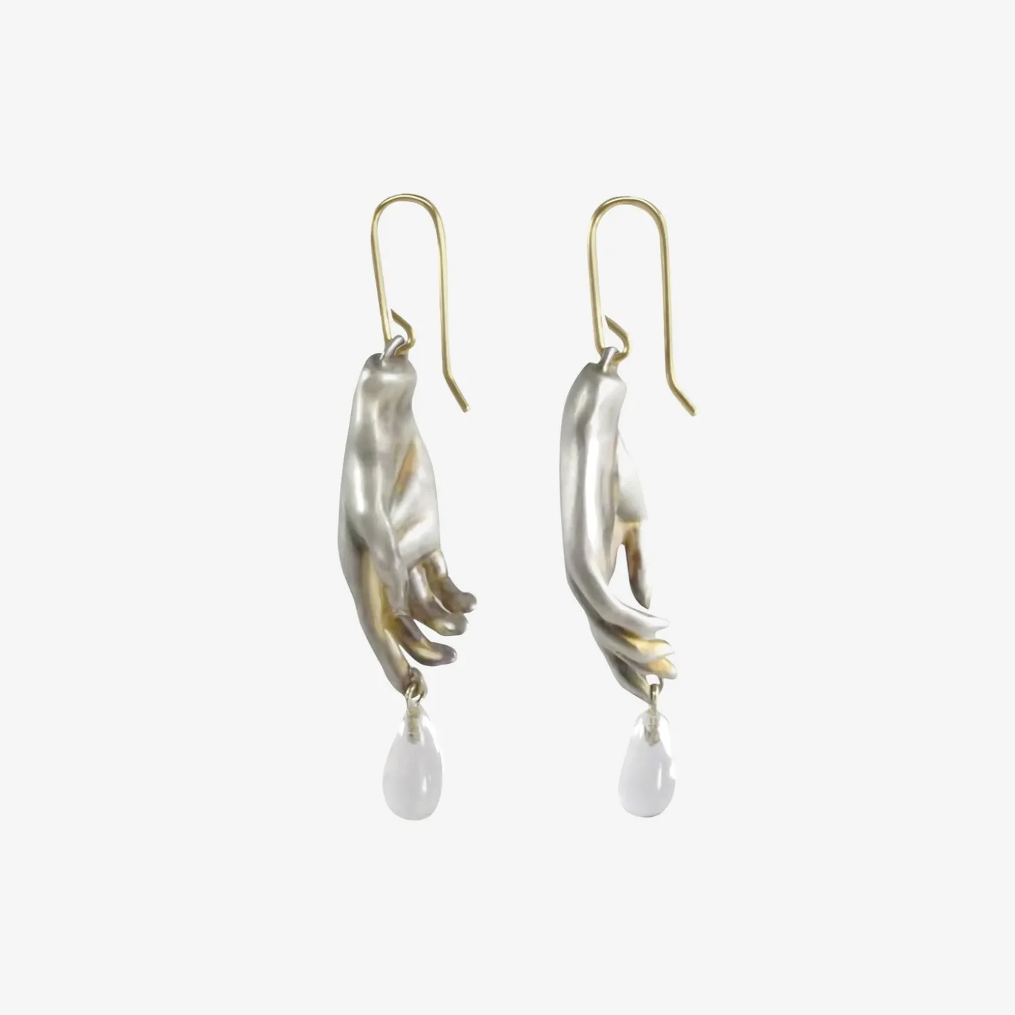 sterling silver hand earrings with crystal drops