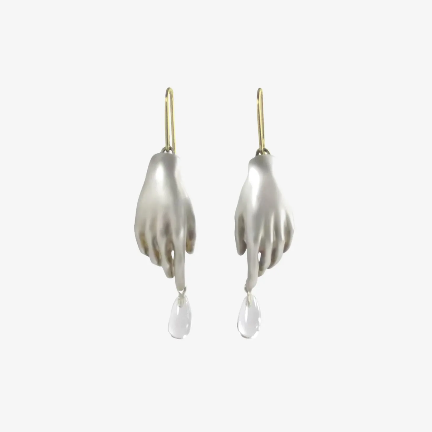 sterling silver hand earrings with crystal drops