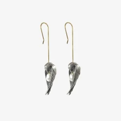 sterling silver sleeping bird earrings with white pearls