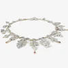 sterling silver strange shape necklace with 18k bezel-set tourmalines