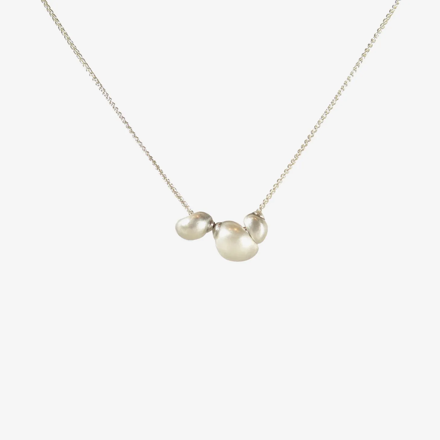 sterling silver three snail shell necklace, 17"