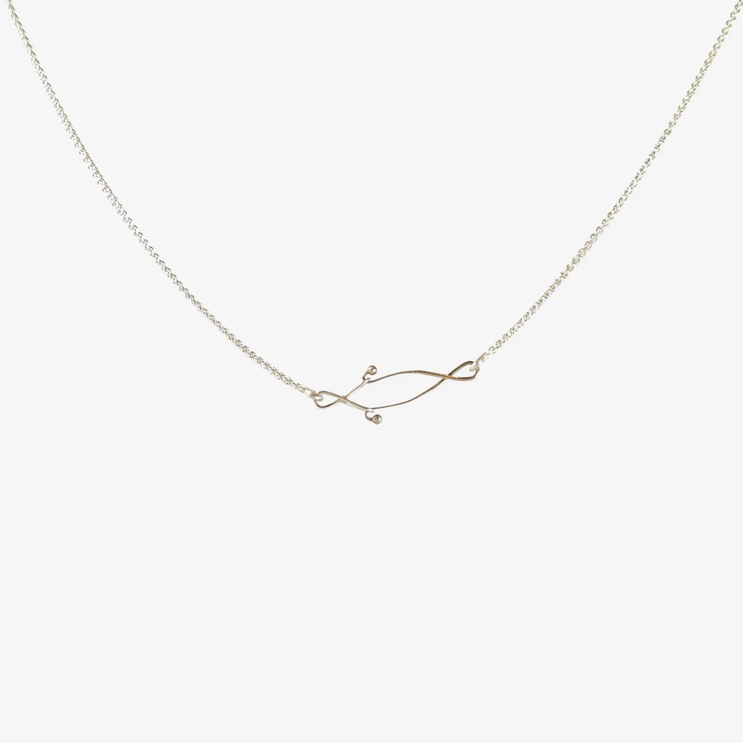 sterling silver two snail shell necklace, 17"